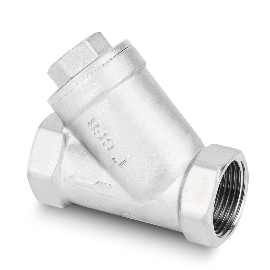1" NPT Industrial Plumbing Y Strainer, 304 Stainless Steel, Female Thread