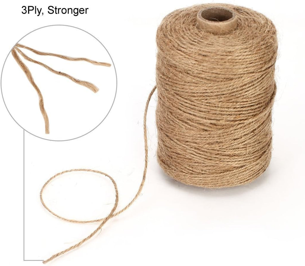 Natural Jute Twine, 500ft 2mm Brown Craft String Roll