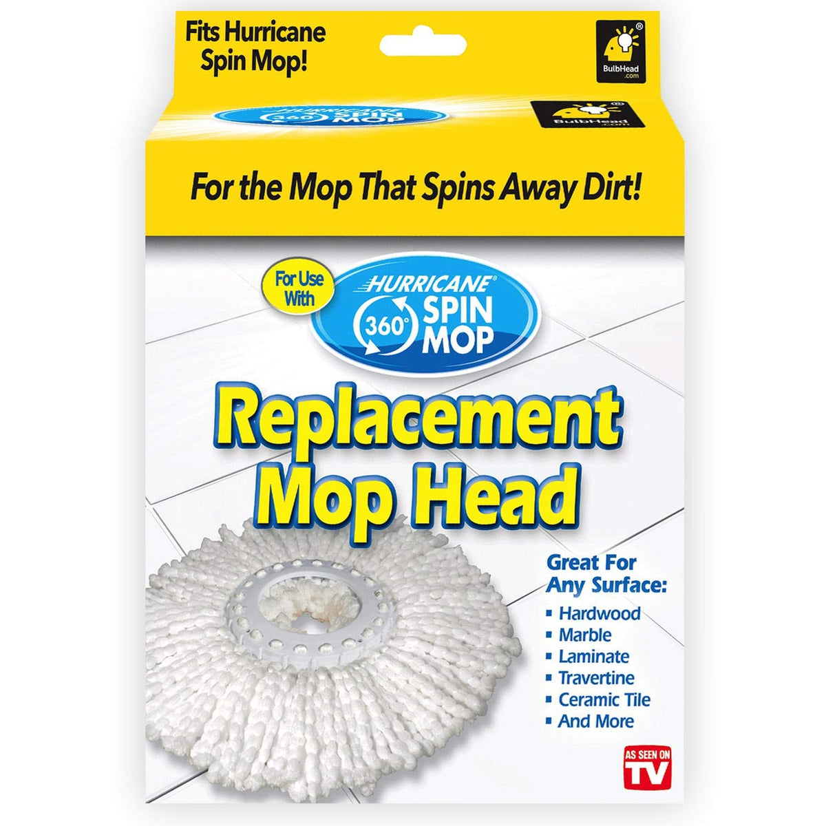Spin Mop Replacement Head, Absorbent Microfiber, Holds 10X Weight
