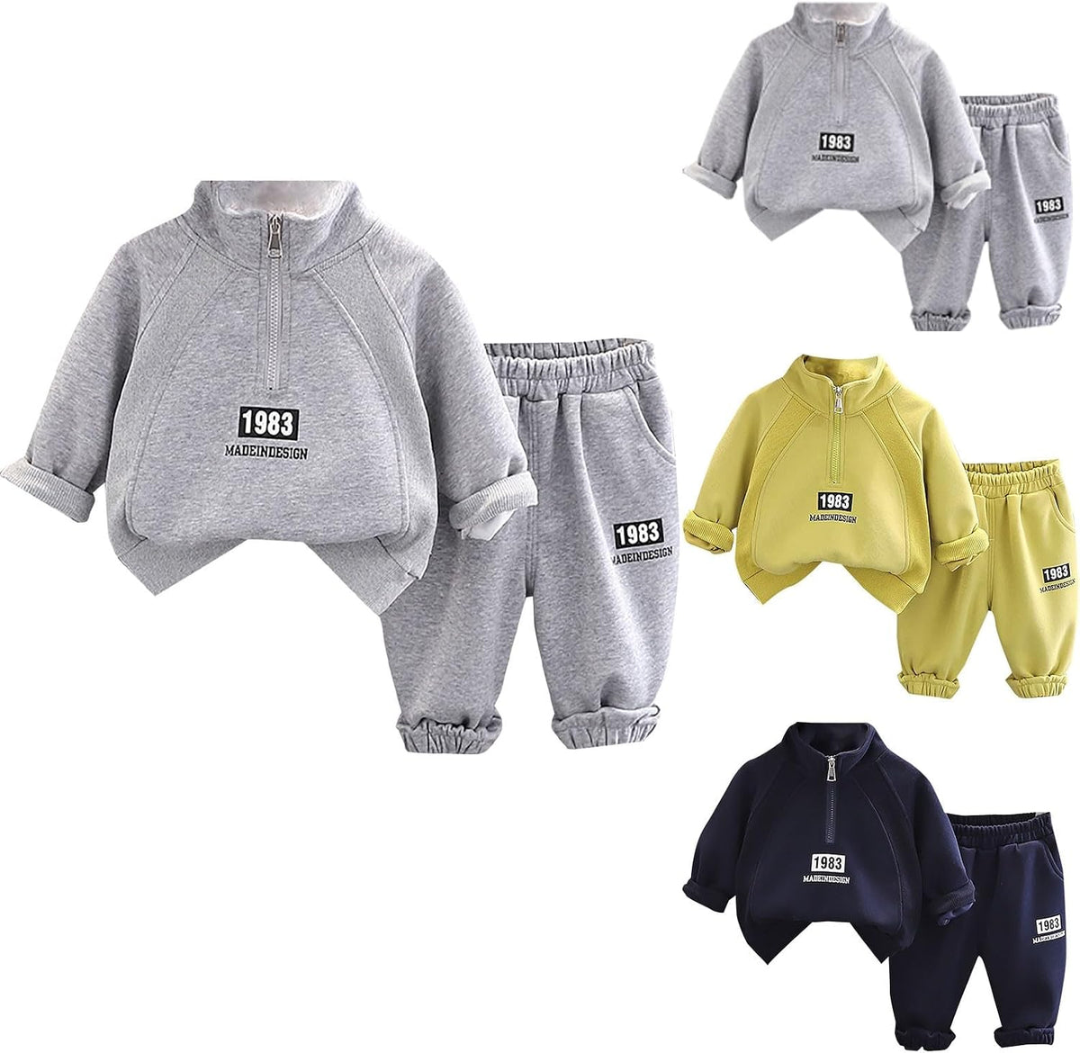 Toddler Baby Boy Fall Winter Clothes Half Zip Stand Collar Sweatshirt Long Sleeve Shirt and Pants Sweatshirt for Toddler