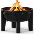 Fire Chief Wood Burning Fire Pit with Tabletop Lid, 26 Inch Outdoor Fire Pit Table for Patio, Deck and Backyard