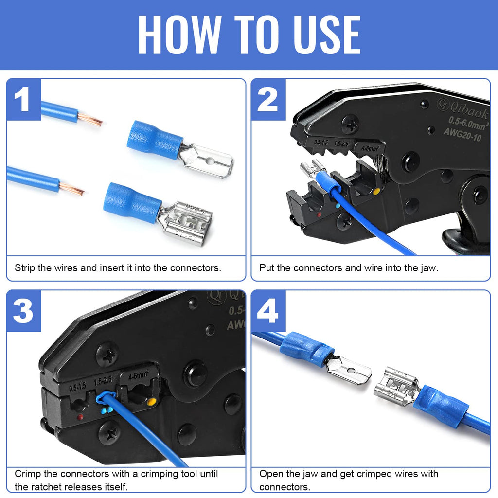 1500pcs Wire Connectors - Insulated Electrical Wire Terminals (Copper) - Ring, Butt, Spade, Fork Connector Kit - Red