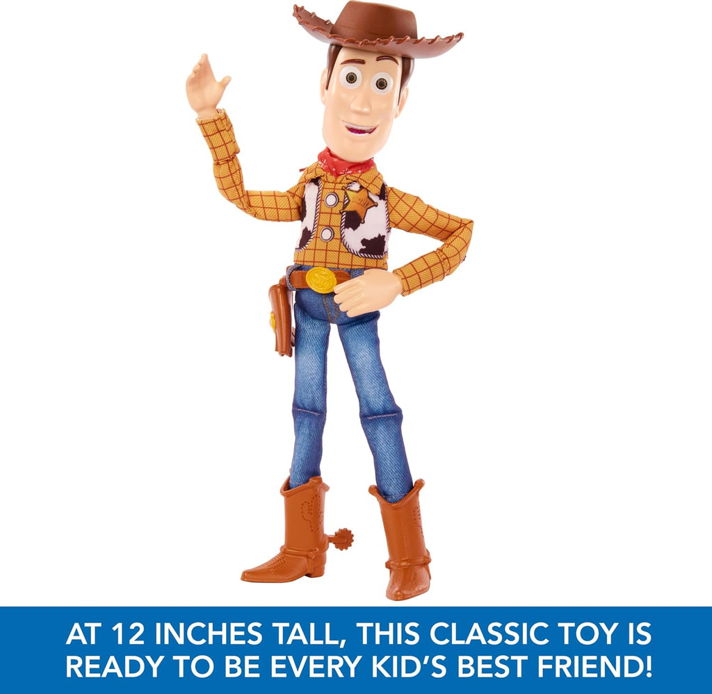 Disney Pixar Toy Story Talking Woody Action Figure & Accessory, Roundup Fun 12-inch Collectible with 30+ Sounds &