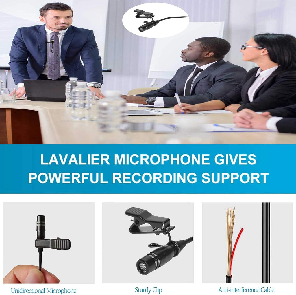 Lavalier Microphone Lapel Microphone Compatible with AKG Samson Wireless Transmitter - Unidirectional Condenser Mic