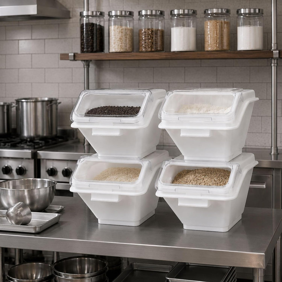 2.6 gal White Ingredient Bin with Measuring Spoon, 1 Count
