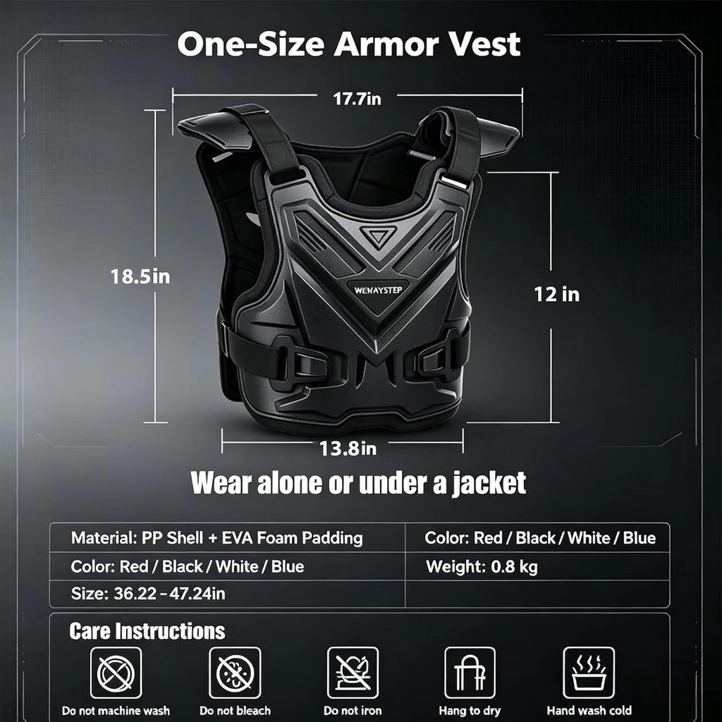 Motorcycle Chest Protector Body Armor Vest, Dirt Bike Gear | Adult Chest Armor Body Guard Vest, Mens Back Protection