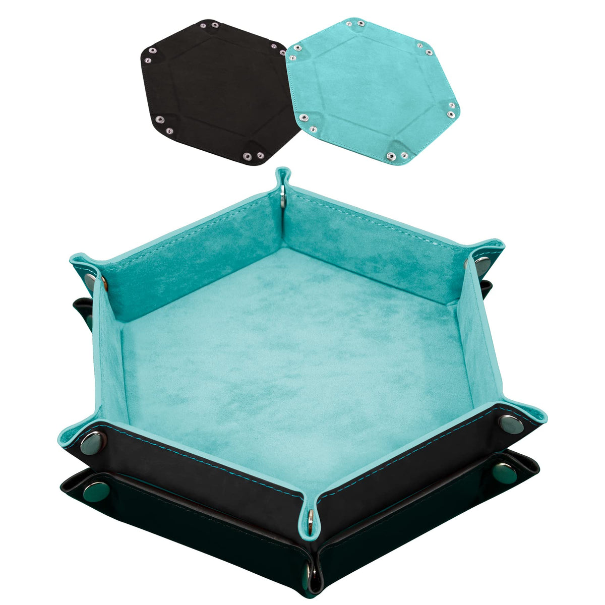 2 Pcs Dice Tray PU Leather Dice Trays Folding Hexagon Dices Holder