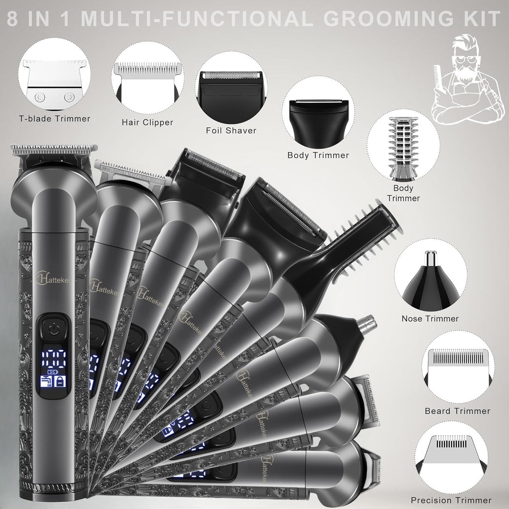 8-in-1 Multi-Functional Grooming Kit for Men Beard Trimmer for Men Hair Clipper Precision TrimmerNose Ear Trimmer