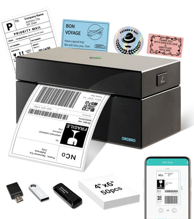 Thermal Shipping Label Printer, 4x6 Bluetooth Label Maker