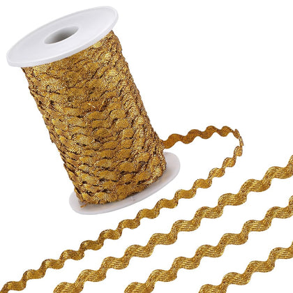 109 Yard 0.2 Inch Gold Wavy Bending Ribbon Metallic Rick Rack Trim RIC Rac Fringe Trim Wave Polyester Webbing Ribbon