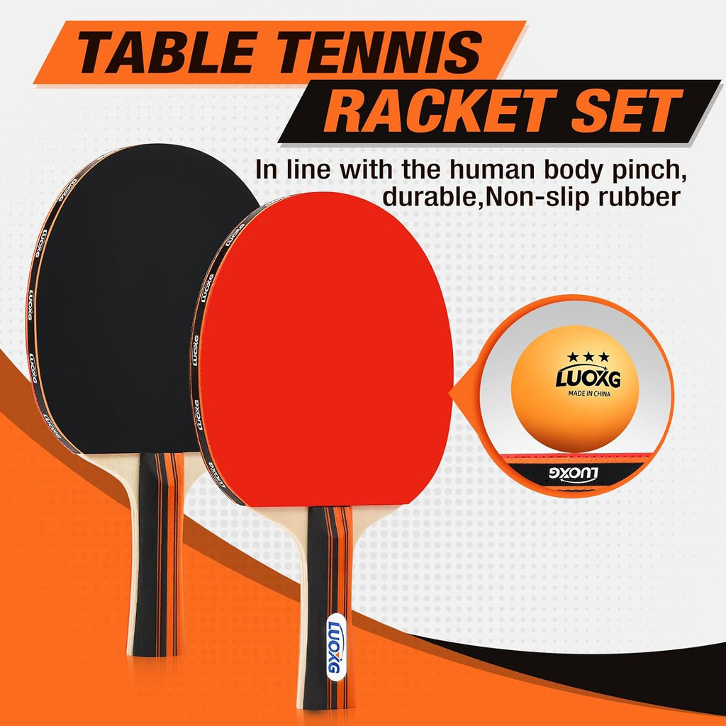 Portable Ping Pong Paddles Set of 2 with Table Tennis Net and Balls | 2‑Player Ping Pong Paddles Set with 3‑Star