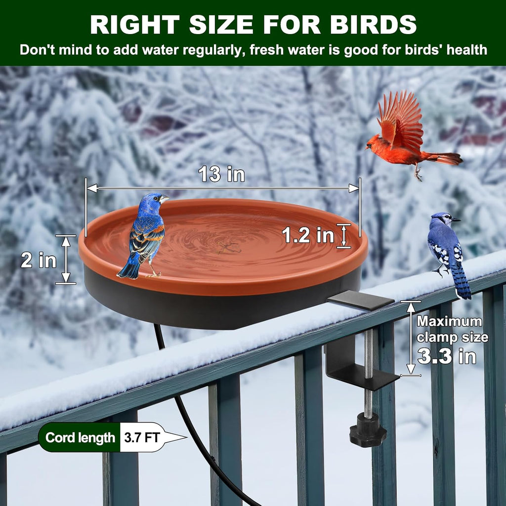 Heated Bird Bath for Outdoors for Winter, 3 Easy Ways to Mount Detachable Bird Bath Bowl, 75W Heated Bird Baths with
