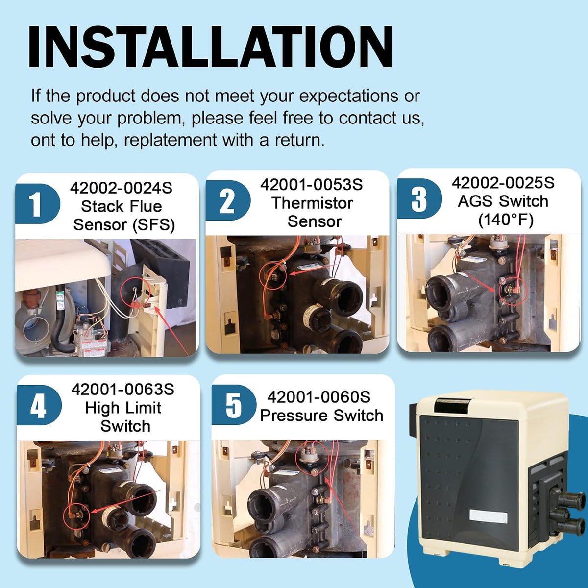 Pool Heater Repair Kit Compatible with Pentair MasterTemp Max-E-Therm