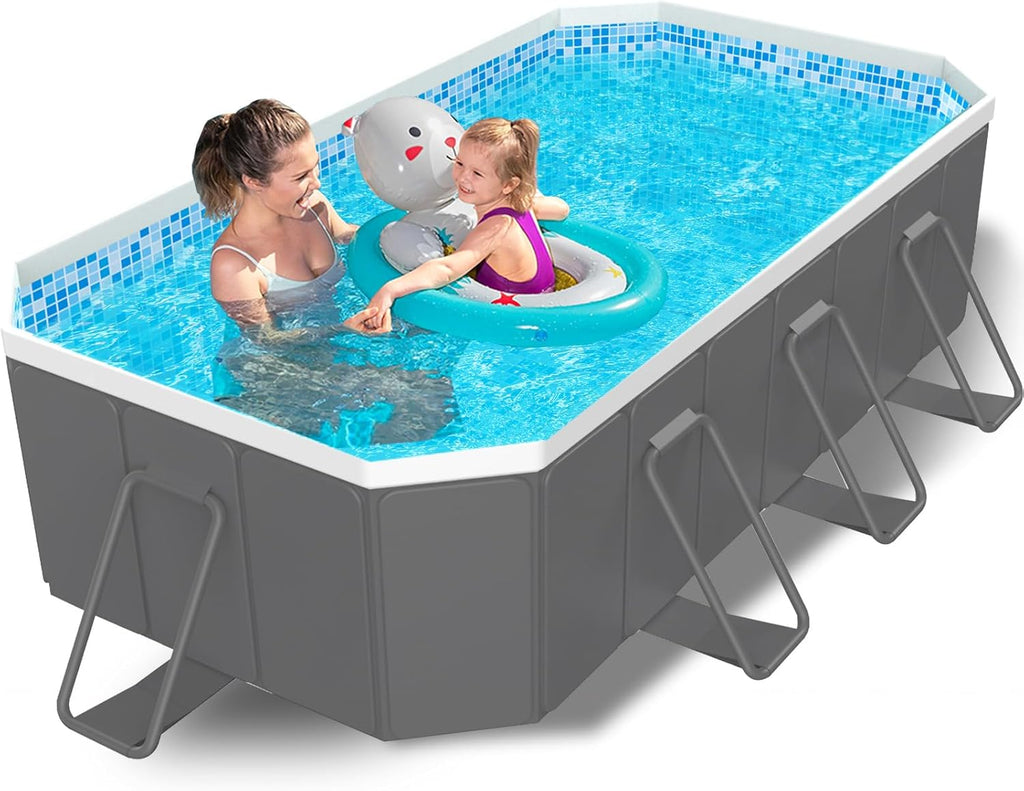 114" Non-Inflatable Foldable Swimming Pool for Family, Portable Above Ground Pool for Adults & Kids, Easy Setup for