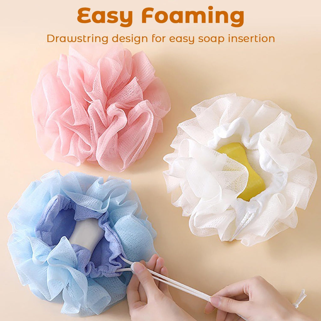 2 in 1 Loofah Sponges 3-Pack Dual-Sided Exfoliating Bath Sponges for Shower & Loofah Washcloth for Bar Soap Premium