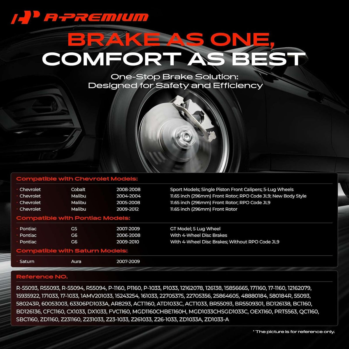A-Premium Front Vented and Rear Solid Brake Rotors and Ceramic Pads Kit