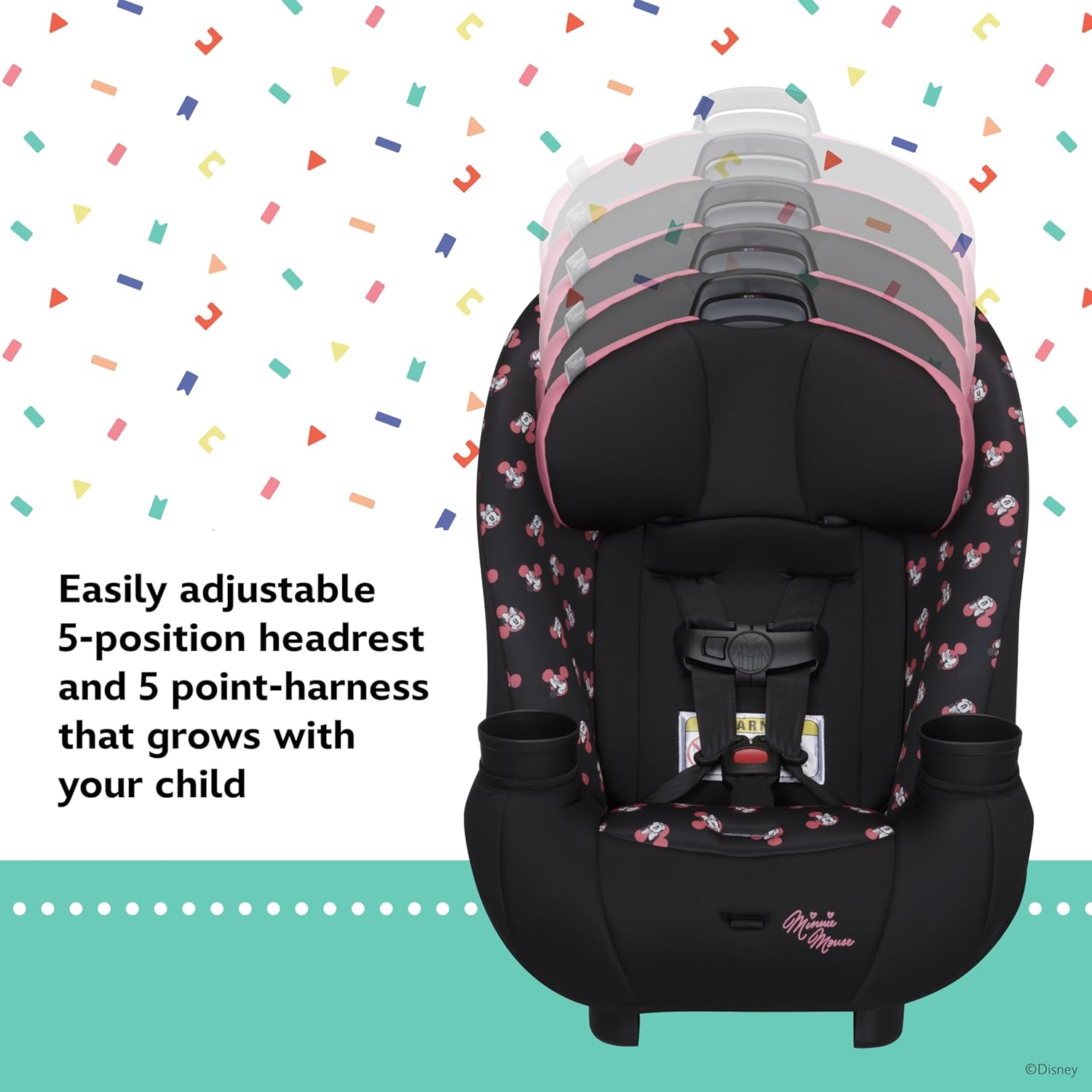 Baby Ellaris 3-in-1 Convertible Car Seat, Slim Fit Design, Rear & Forward-Facing, 5-Position Headrest, 3-Across Fit