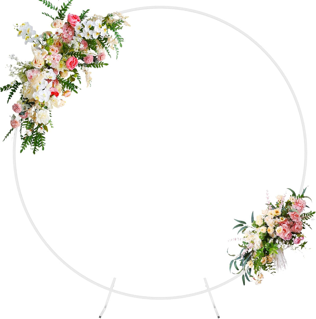 Round Backdrop Stand 7.2FT White Metal Circle Balloon Arch Frame