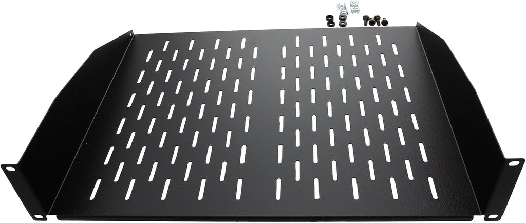NavePoint 2U 19-Inch Universal Vented Rack Mount Cantilever Server Cabinet Shelf 14-Inches Deep Black