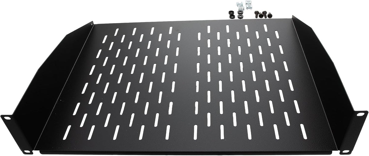 NavePoint 2U 19-Inch Universal Vented Rack Mount Cantilever Server Cabinet Shelf 14-Inches Deep Black