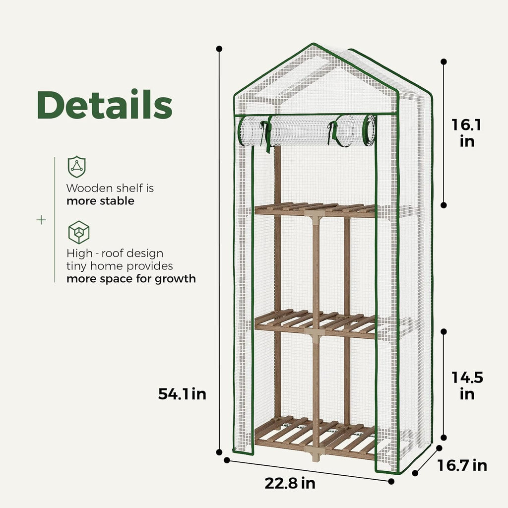 Greenhouse for Outdoors Small Plant Green House 3-Tier Portable Plant Stand with Durable PE Cover for Seedling Ideal