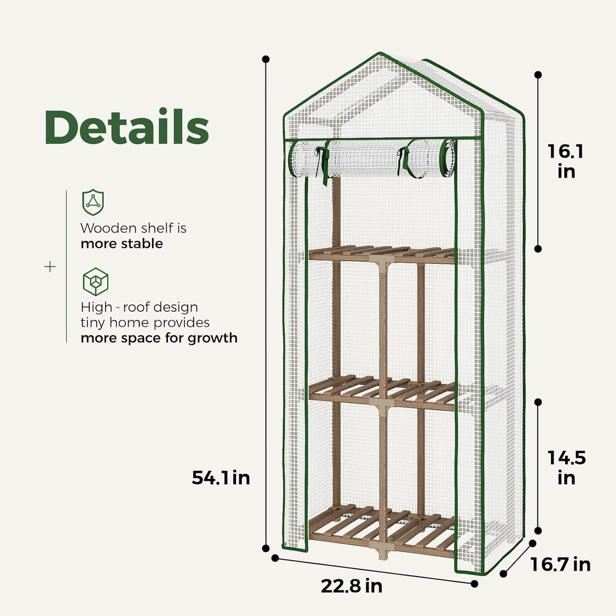 Greenhouse for Outdoors Small Plant Green House 3-Tier Portable Plant Stand with Durable PE Cover for Seedling Ideal
