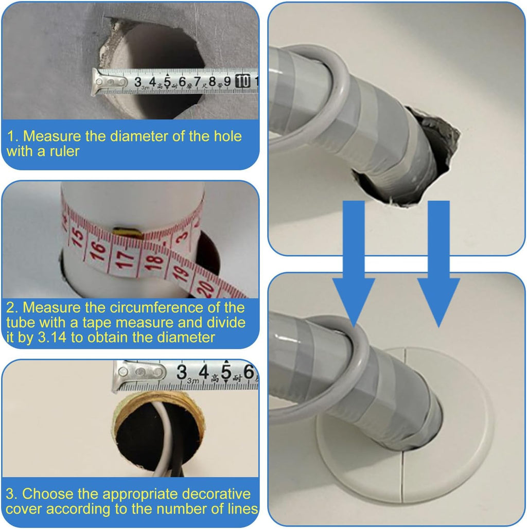 2Pcs Self-Adhesive Split Flange for 2.5" Pipe, ABS Round Escutcheon Plate