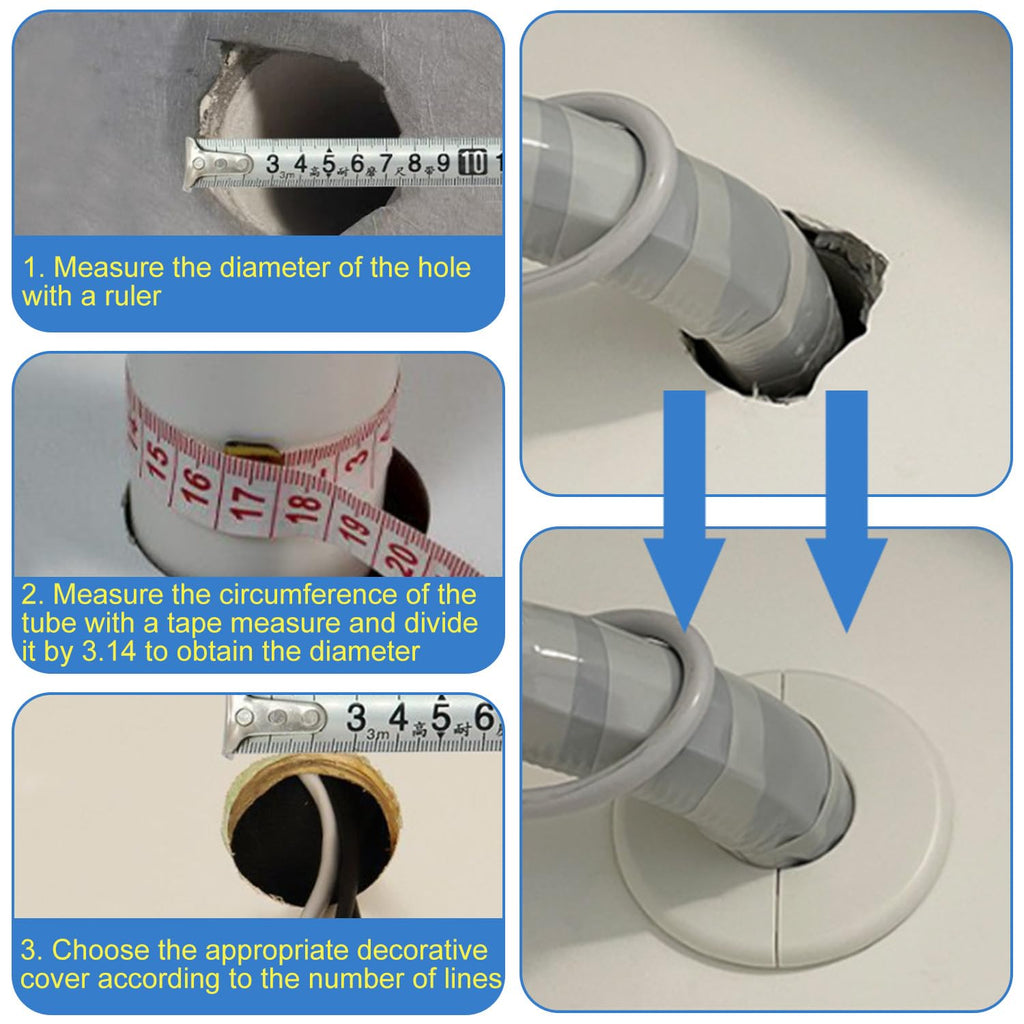 5Pcs Self-Adhesive Split Flange for 1" Pipe, ABS Round Escutcheon Plate