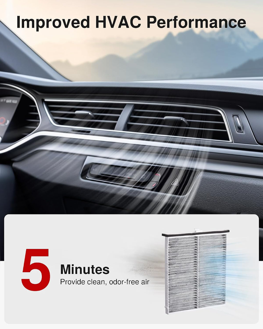 Cabin Air Filter with Activated Carbon, Replacement for CF11811, CPJ6X, CAF1907P, CAF1907C, CU24009, Compatible with