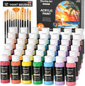 Acrylic Paint, 42 Colors Acrylic Paint Set with 12 Brushes, 2oz/60ml Bottles, Rich Pigmented, Water Proof, Premium