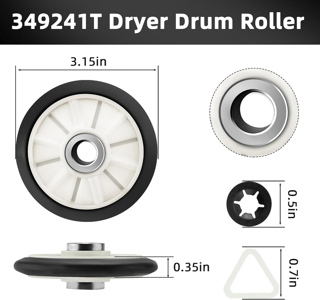 4392065 Dryer Repair Kit 341241 349241T Dryer Belt Replacement for Whirlpool WGD4815EW2 WED4950HW0 MEDX655DW1 WED4800BQ1 MEDC215EW1 by APPLIANCEMATES