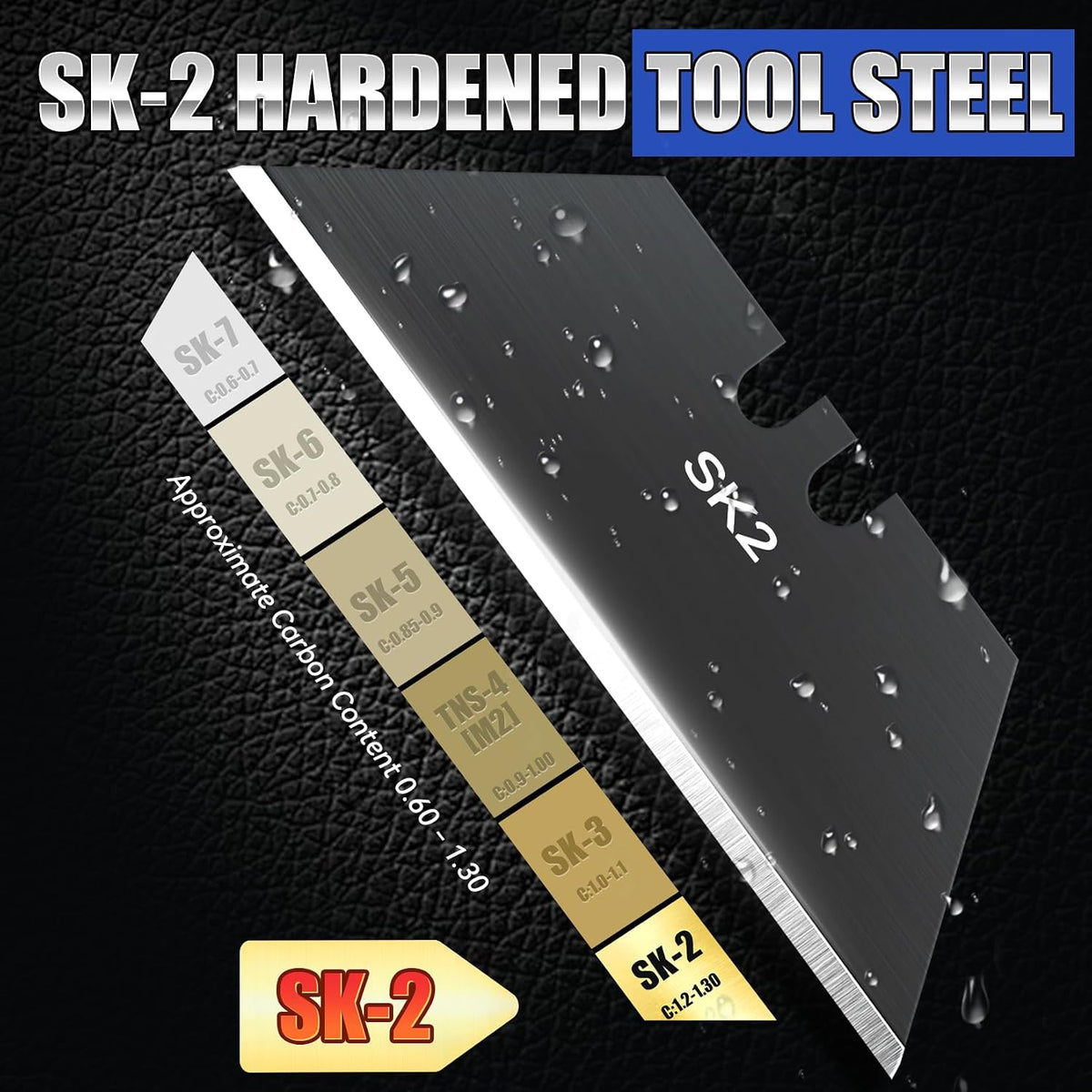 100 Pack Utility Knife Blade Refills, SK2 Razor Knife Blades, Black