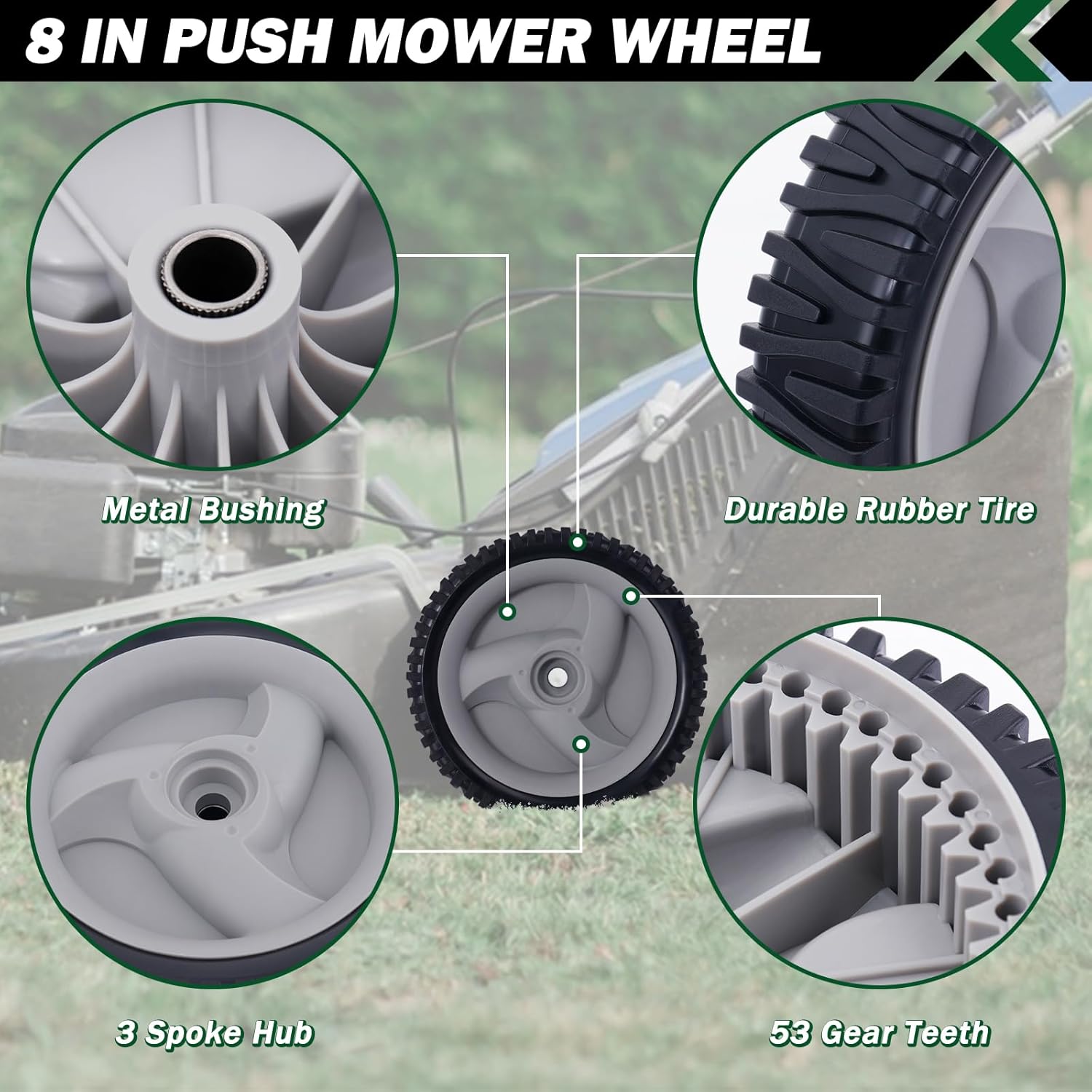 583719501 Lawn Mower Wheels 2 Pcs 8" Push Mower Front Drive Wheels Replace for 532403111 194231x460 401274X460