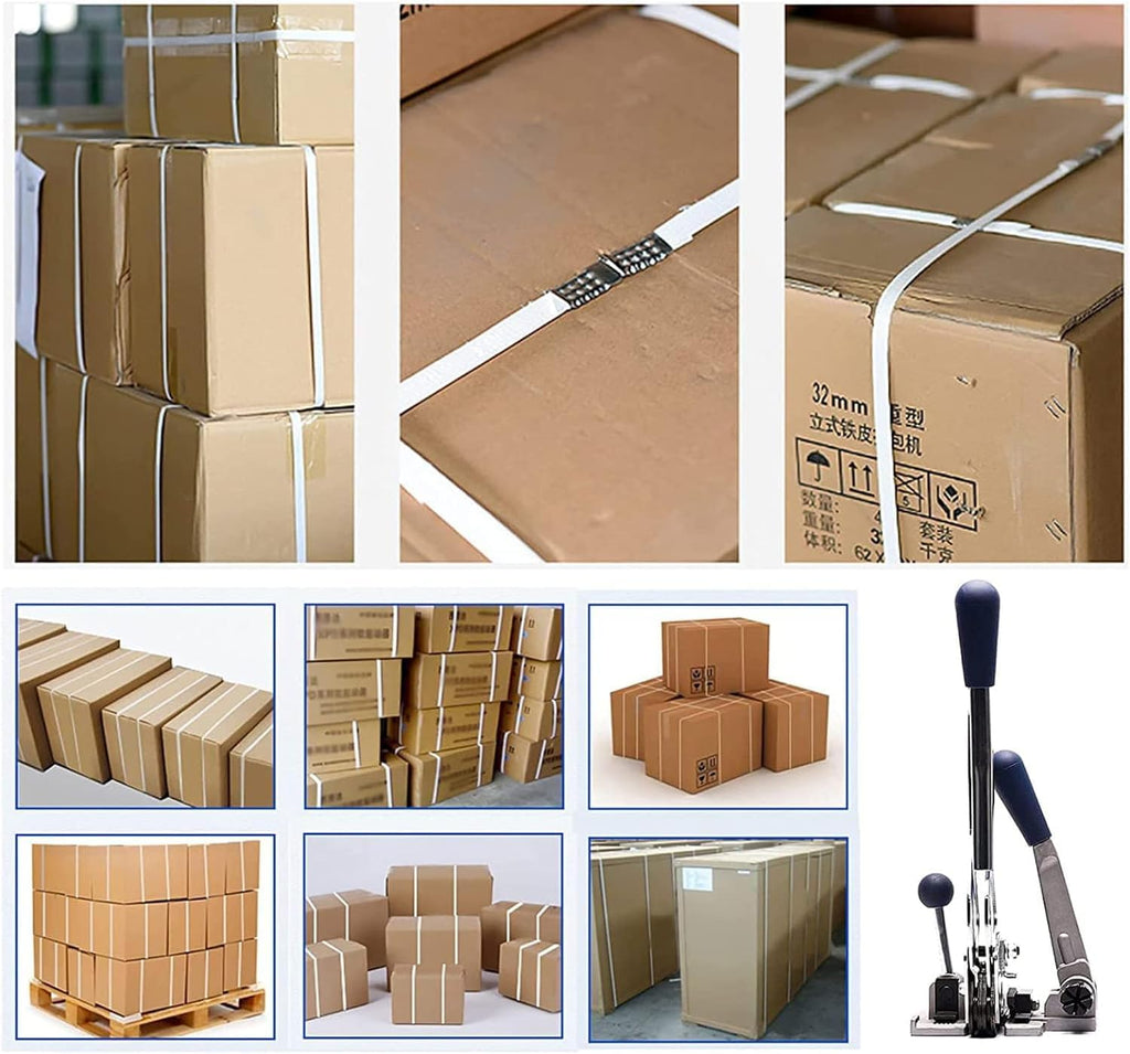 3 in 1 Strapping Packing Machine, Manual Strap Tensioner Crimper, Belts Banding Tool Packing Machine