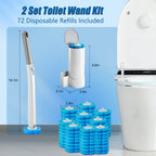 Disposable Toilet Brush Set, 2 Pack with 72 Refills & Wall Holder