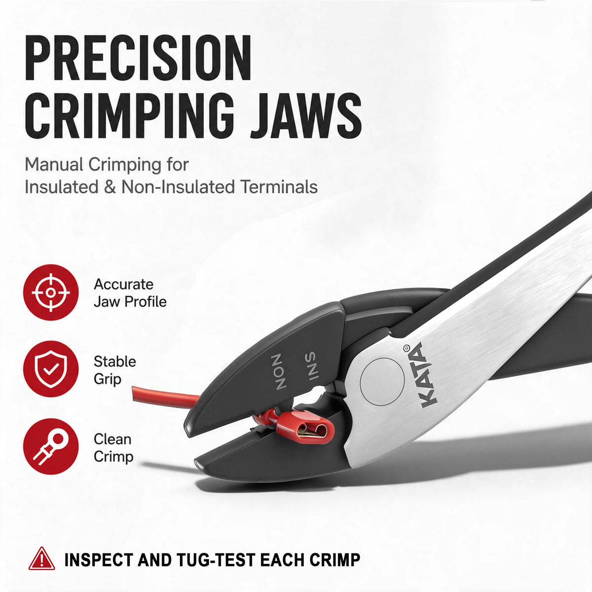 KATA 9.5" Wire Crimpers/Cutter Tool, 10-22 AWG Terminal Crimping Pliers