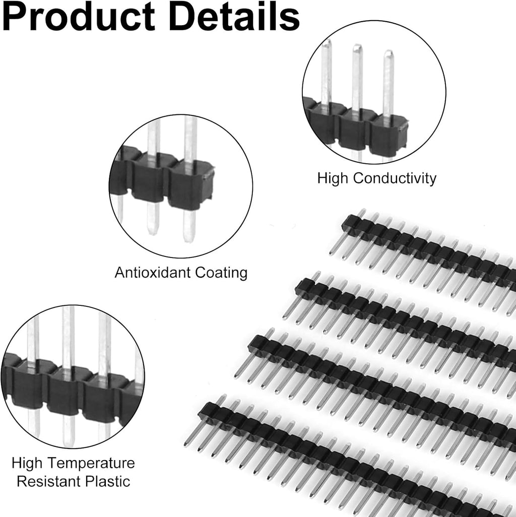 20pcs 2.54mm/0.1in Male Header Pins, 40 Pin Breakaway Strip