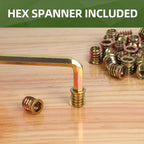 60 PCS M5-0.8 x 15mm Threaded Inserts for Wood Professional Threaded Insert Nuts for Furniture & Wooden Products, Hex Spanner Included
