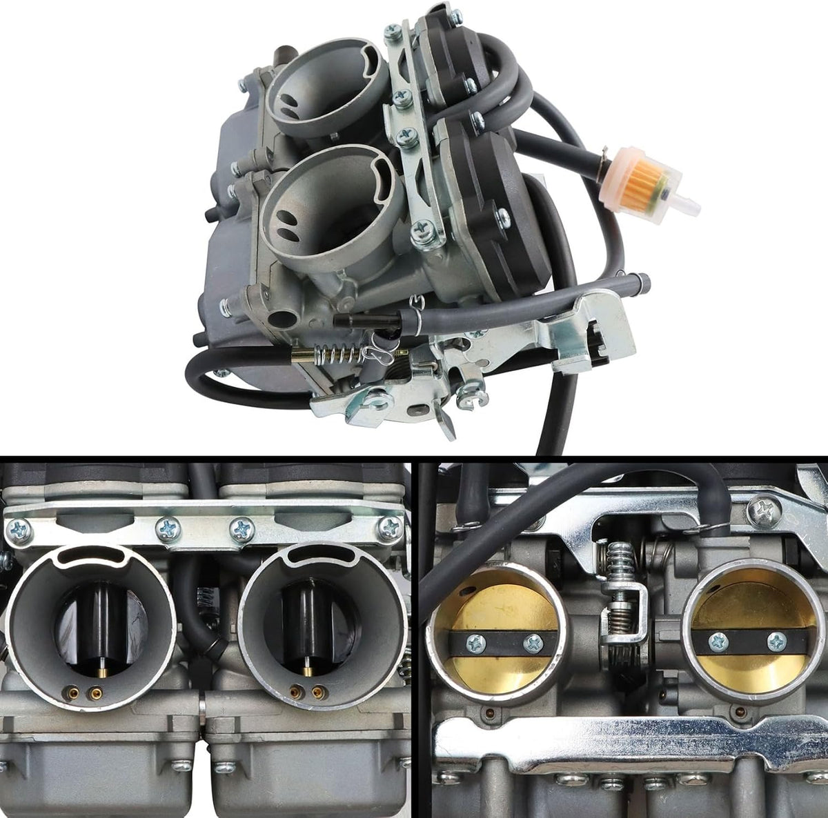 Priprilod Dual Carburetor Compatible with Ninja 250R EX250 EX250J 1988-2012 | Complete Carb Kit with Fuel Lines Tee Connector Gaskets | Replaces 15001-1433 15003-1602 15004-0020