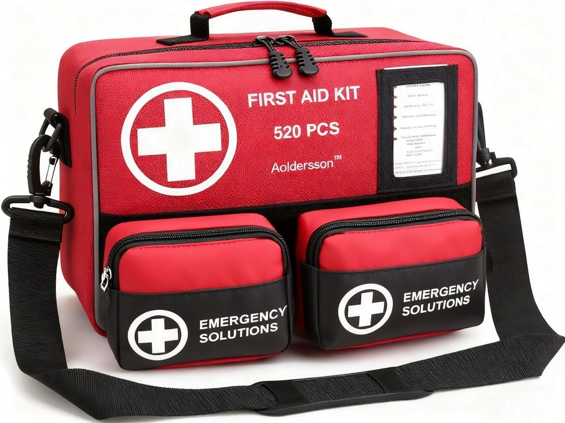 520 Piece Large First Aid Kit – Emergency Survival Kit for Car, Home, Camping, and Travel – Compact Medical Kit for