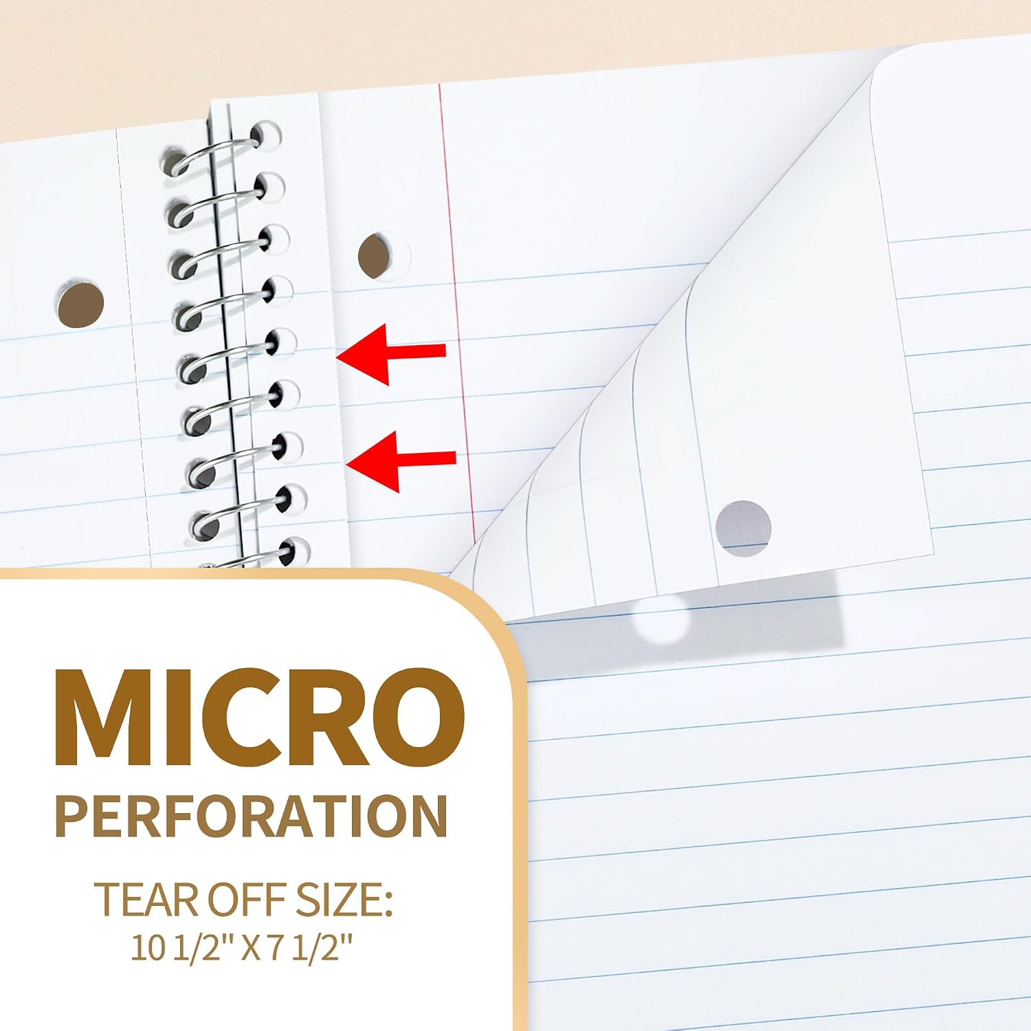 Spiral Notebooks Wide Ruled, 1-Subject, 4 Pack, 8 x 10-1/2 in, 70 Sheets, 3-Hole Punched 70gsm Paper, Pastel Pink