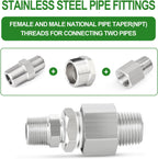 TAISHER 5PCS 304 Stainless Steel New Reducer Hex Bushing, 3/4" NPT Male x 1/2" NPT Female, Reducing Pipe Adapter Fitting