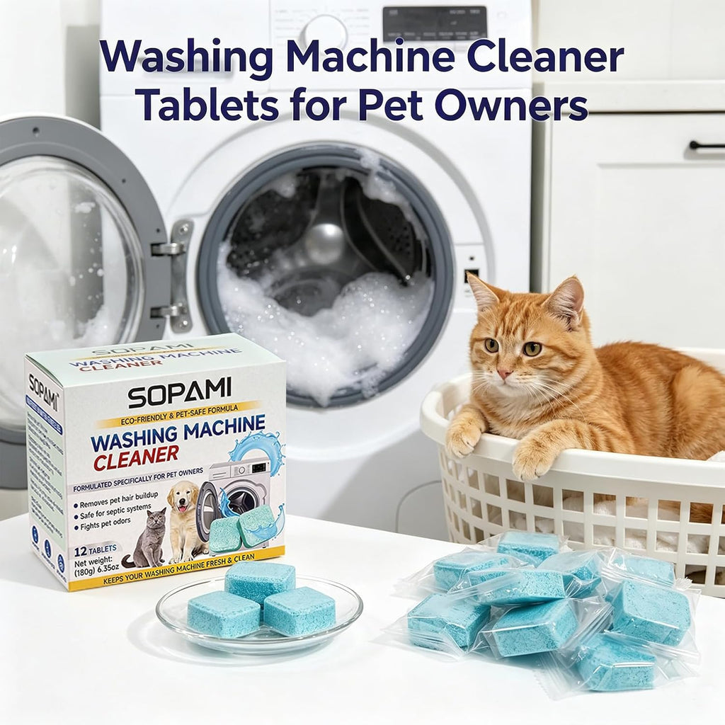 Washer Cleaner Tablets 12-Pack deep clean Pet Hair & Odor Remover