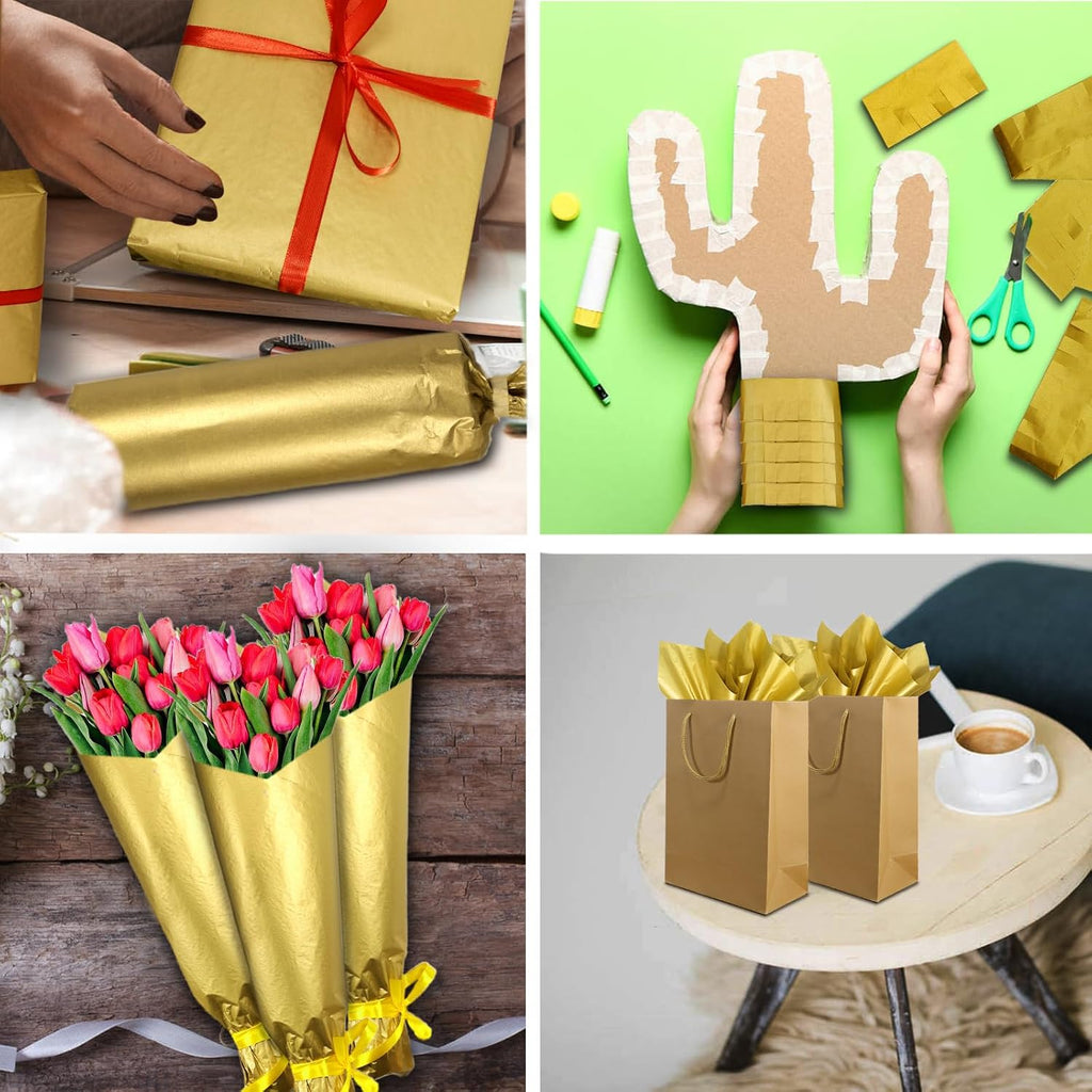 100 Sheets Gold Tissue Paper 20x12 Inches