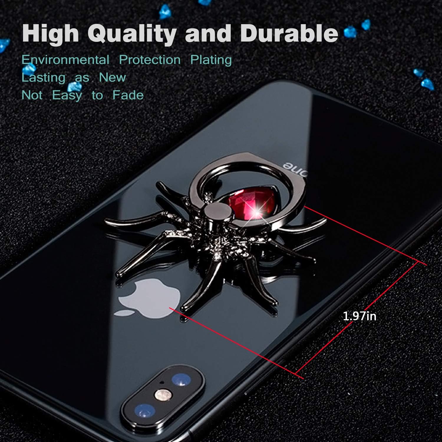 Phone Ring Holder Stand, 360 Degree Rotation Universal Spider Finger Kickstand with Polished Metal Phone Grip for