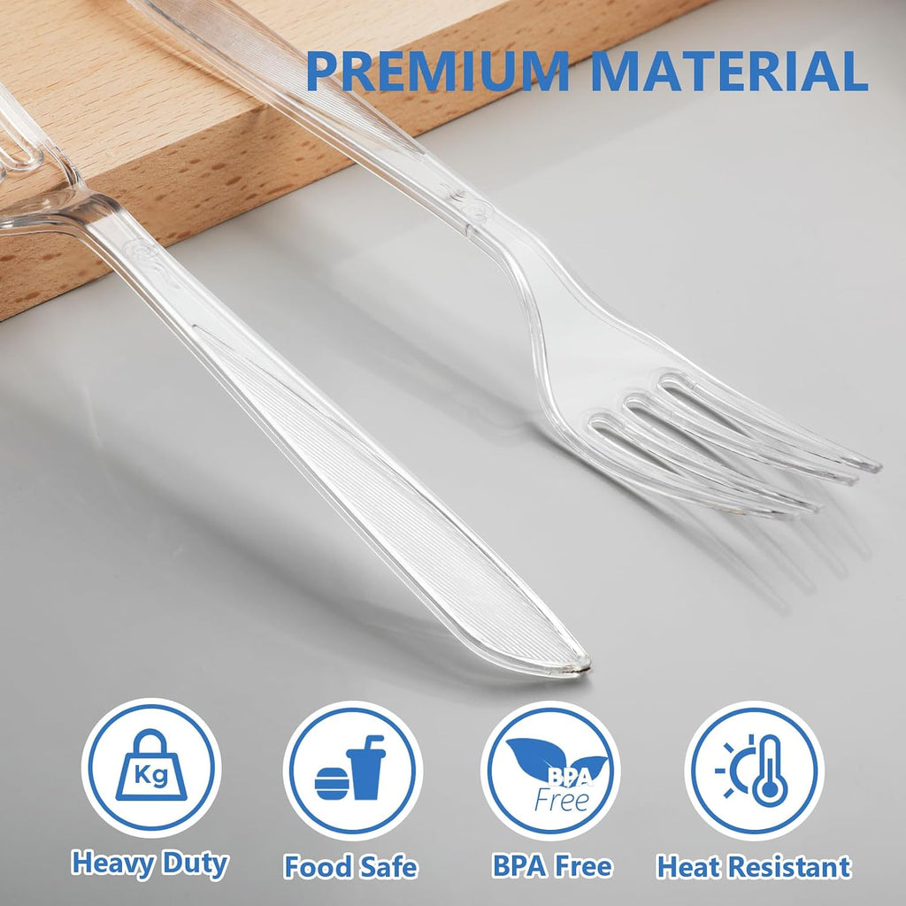 1000 Count Heavy Duty Clear Plastic Forks