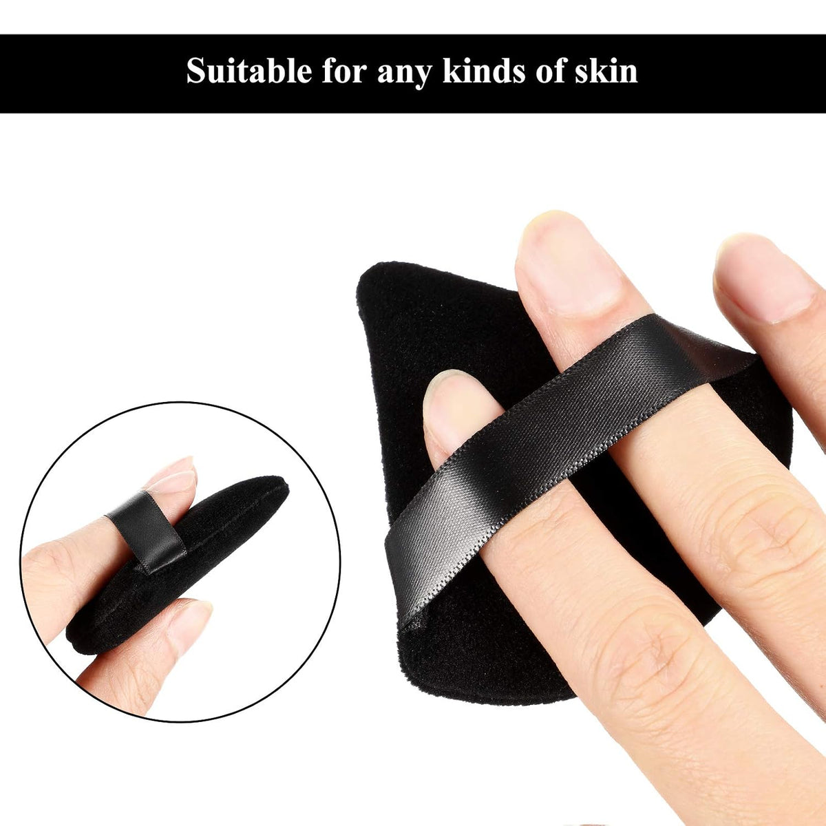 12 Pcs Powder Puff Triangle,2.83 Inch,Black