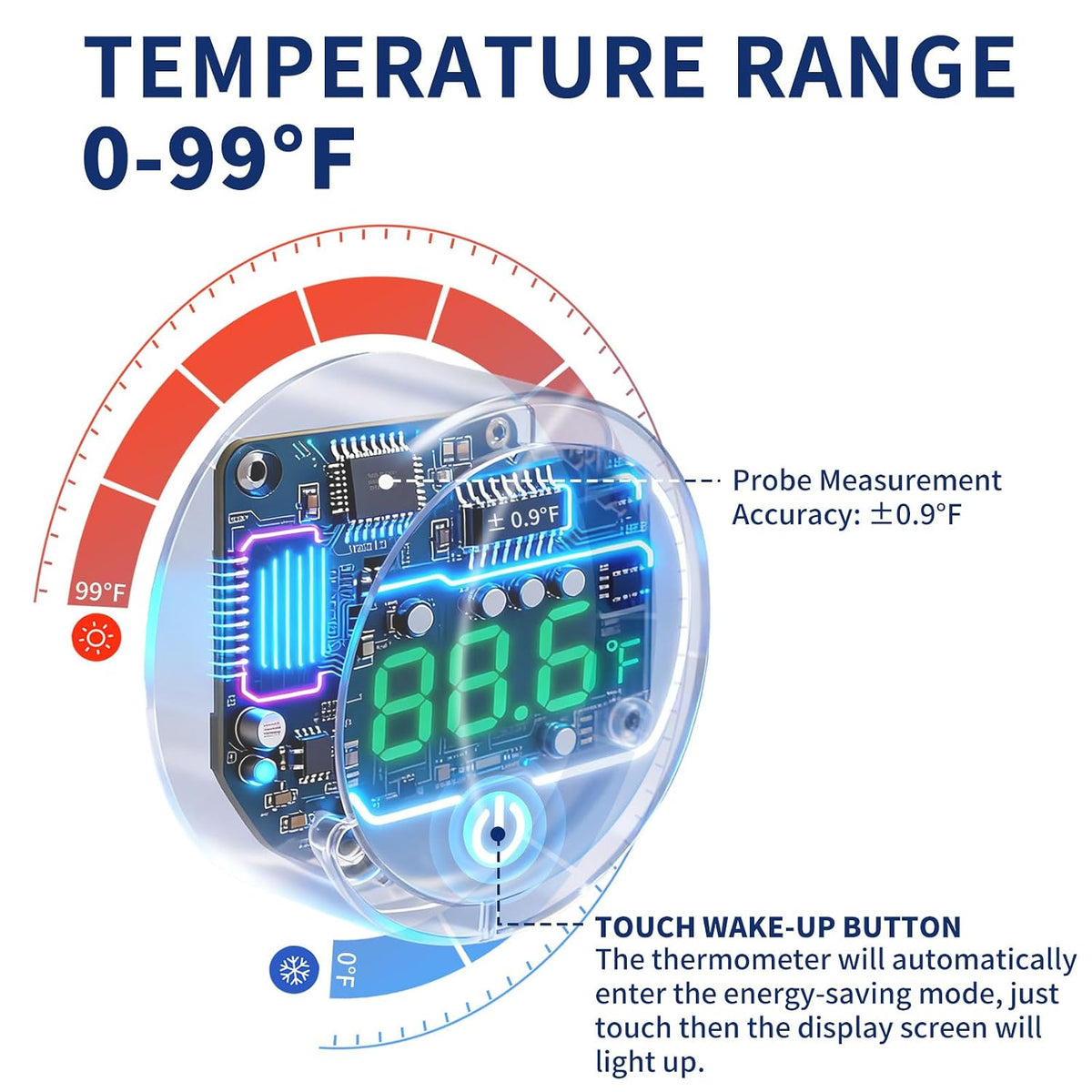 Fish Tank Magnetic Glass Cleaner with Digital Aquarium Thermometer