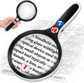 Large Magnifying Glass with Lights,10X 25X 45X 60X Lighted Magnifier | 5-inch Page Magnifier LED Lights,Handheld