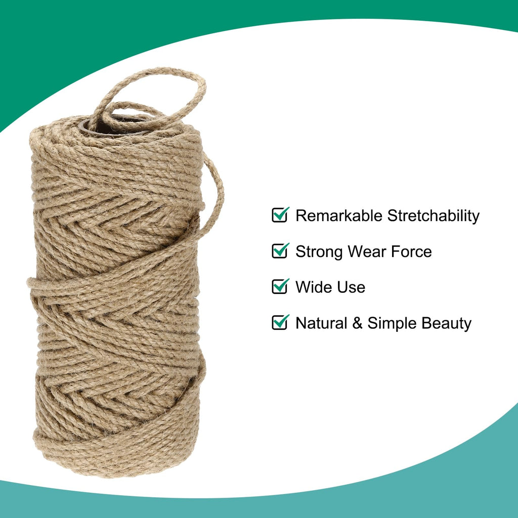 Natural Jute Twine String 164ft x 5mm Long Strong Twine Rope for Arts Crafts Ribbon Gift Wrapping Packing Christmas